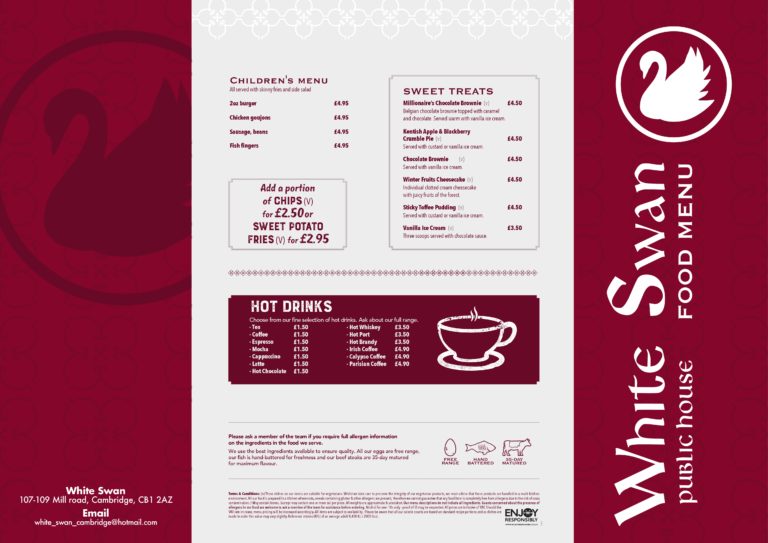Menus White Swan Cambs